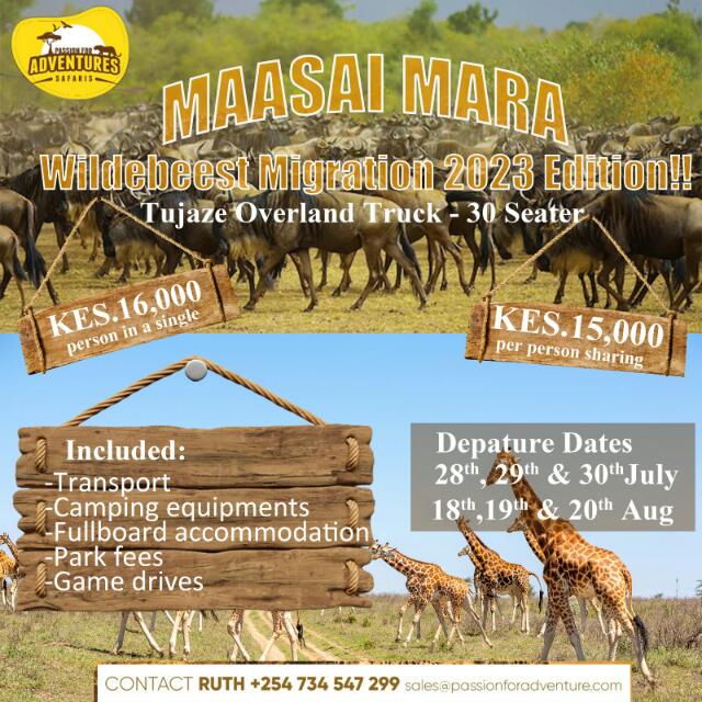 PassionForAdven's tweet photo. _*3 days/2 nights Maasai Mara ADVENTURE!!*_

28th,29th,30th Jul 
 &amp;
18th,19th,20th Aug

*_Tujaze Trucks_* 
🚛🥾🏕️

*Cost*: From Ksh. 15,000 https://t.co/uhQilP0pae