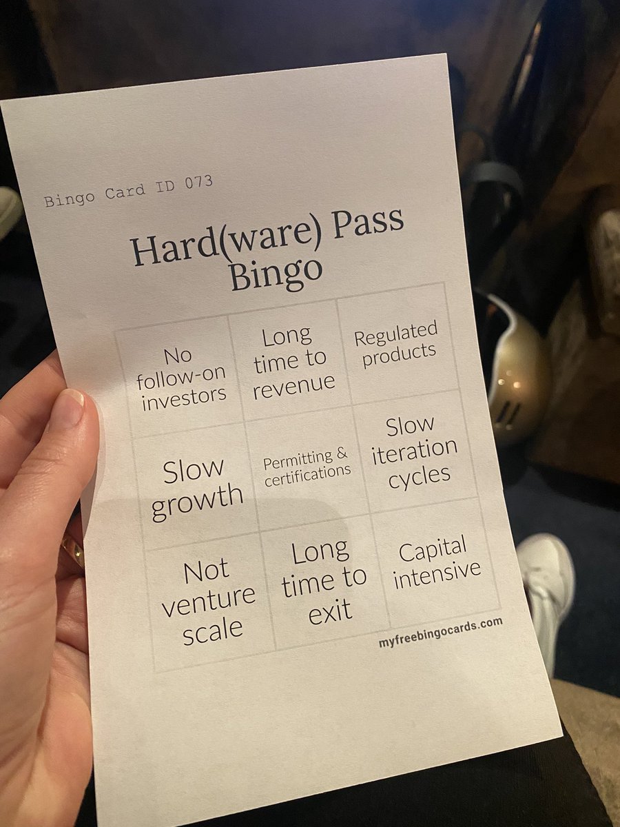 Laura Fox (@artandfox) on Twitter photo Great thought leadership session by <a href="/ThirdSphereHQ/">Third Sphere</a> <a href="/shaunabe/">shaunabe</a> <a href="/_shilpikumar/">Shilpi Kumar</a> <a href="/davidzeev/">david zeev krieger</a> on ‘climate tech = hardware’ (& it’s 2/3 of top investors like <a href="/usv/">USV</a>’s portfolio), plus hilarious ‘Hard(ware) Pass Bingo’ session (note: ‘but can’t AI solve it’ discussed but not a square, yet :) Great thought leadership session by <a href="/ThirdSphereHQ/">Third Sphere</a> <a href="/shaunabe/">shaunabe</a> <a href="/_shilpikumar/">Shilpi Kumar</a> <a href="/davidzeev/">david zeev krieger</a> on ‘climate tech = hardware’ (& it’s 2/3 of top investors like <a href="/usv/">USV</a>’s portfolio), plus hilarious ‘Hard(ware) Pass Bingo’ session (note: ‘but can’t AI solve it’ discussed but not a square, yet :)