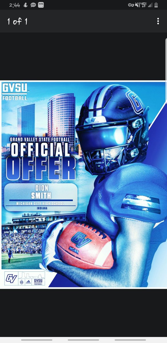 After a great conversation with <a href="/CoachVitzthum/">Matt Vitzthum</a> I'm blessed to receive an offer from grand valley state university!!!! That you so much for this great opportunity to advance my football career and academics 🙏