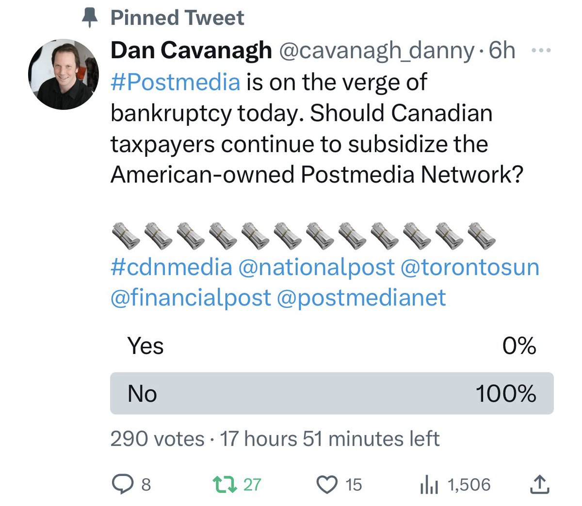 Canadians seem to be in agreement on this topic.

#Postmedia #cdnmedia #cdnpoli