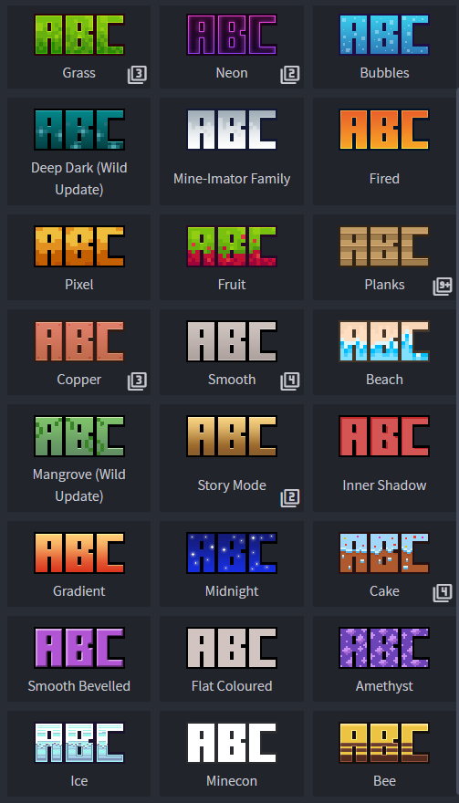 ewanhowell5195's tweet photo. Do you have a cool idea for a texture for the Minecraft Title Generator?
Did you know that almost all textures currently in the plugin are from community submissions?!
If you have a cool design, we would love you to submit it! They are greatly appreciated!
https://t.co/TZi7XapV3n https://t.co/7lPdcOcW33