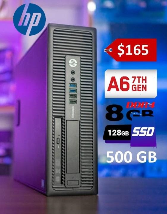 compuecu's tweet image. A6 de 7ma generación, 8 gb ram, disco sólido 128 + disco normal de 500, $165 cpu / $200 con monitor de 17'', teclado y mouse. 0939721182