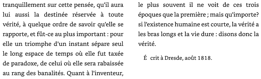 <a href="/coherence_e/">Cohérence</a> Troisième fois que vous reprenez la même citation.
Elle est apocryphe. Voici la bonne trouvée à la fin de la préface de son ouvrage "Le Monde comme volonté et comme représentation" (1818).
dicocitations.com/citations/cita…