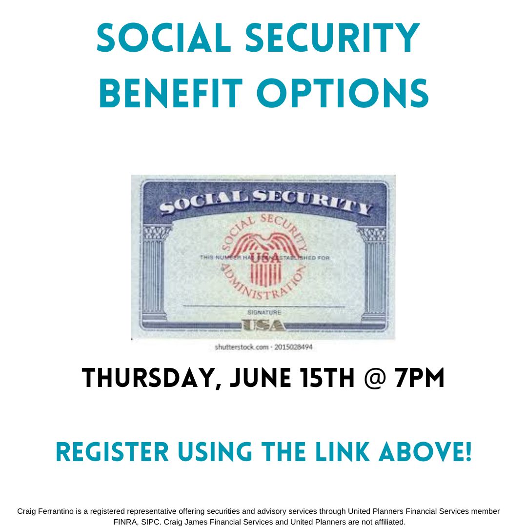 This webinar offers real-world strategies and methods designed for those who are preparing for retirement or are in the early stages of retirement and planning on filing for their Social Security benefits. Register here: craigjamesfinancial.com/event/social-s…
