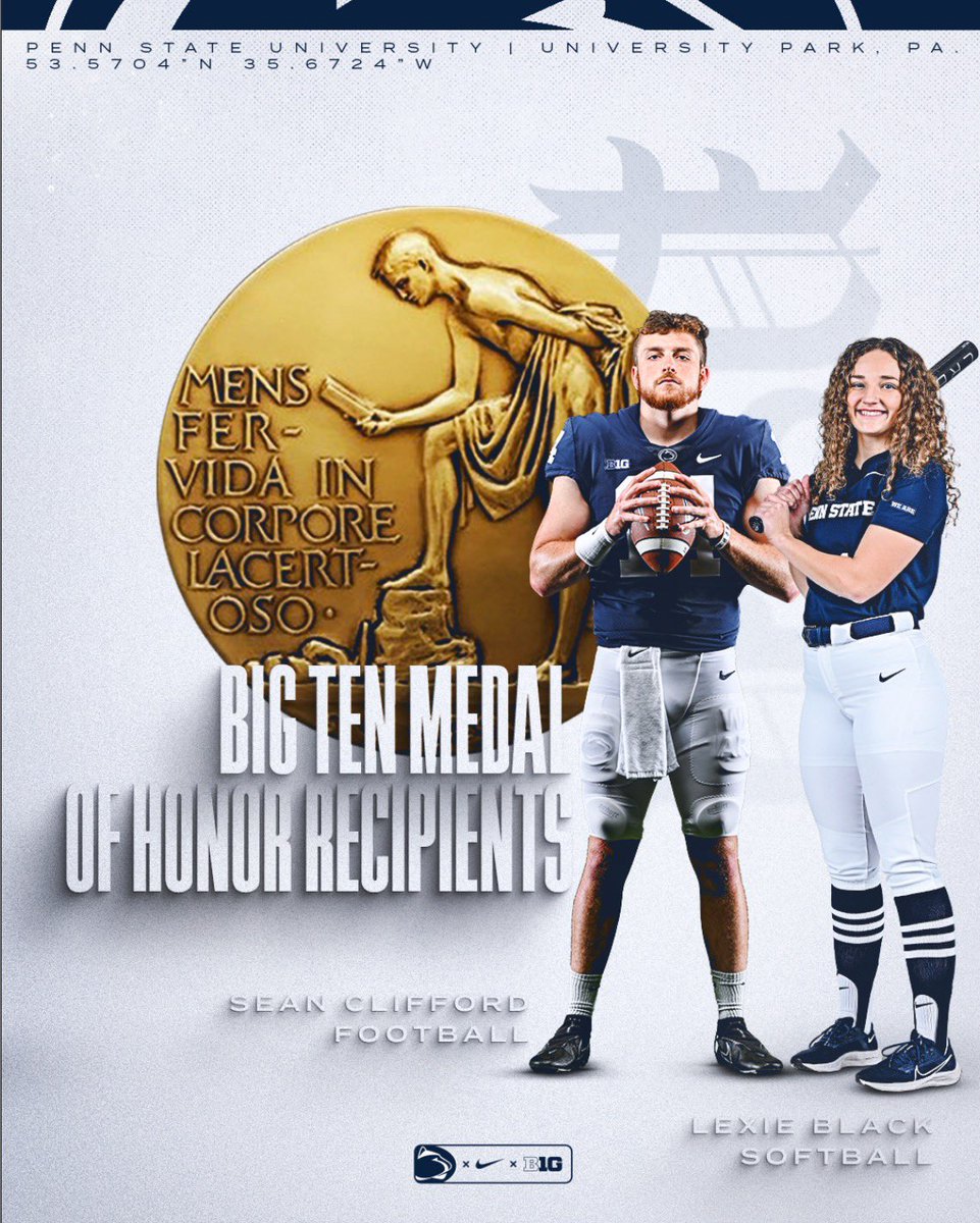 Congrats to <a href="/PennStateSB/">Penn State Softball</a> Lexie Black and <a href="/PennStateFball/">Penn State Football</a> Sean Clifford on earning the <a href="/bigten/">Big Ten Conference</a> Medal of Honor!🏅

Full story here: gopsusports.com/index.aspx

#WeAre