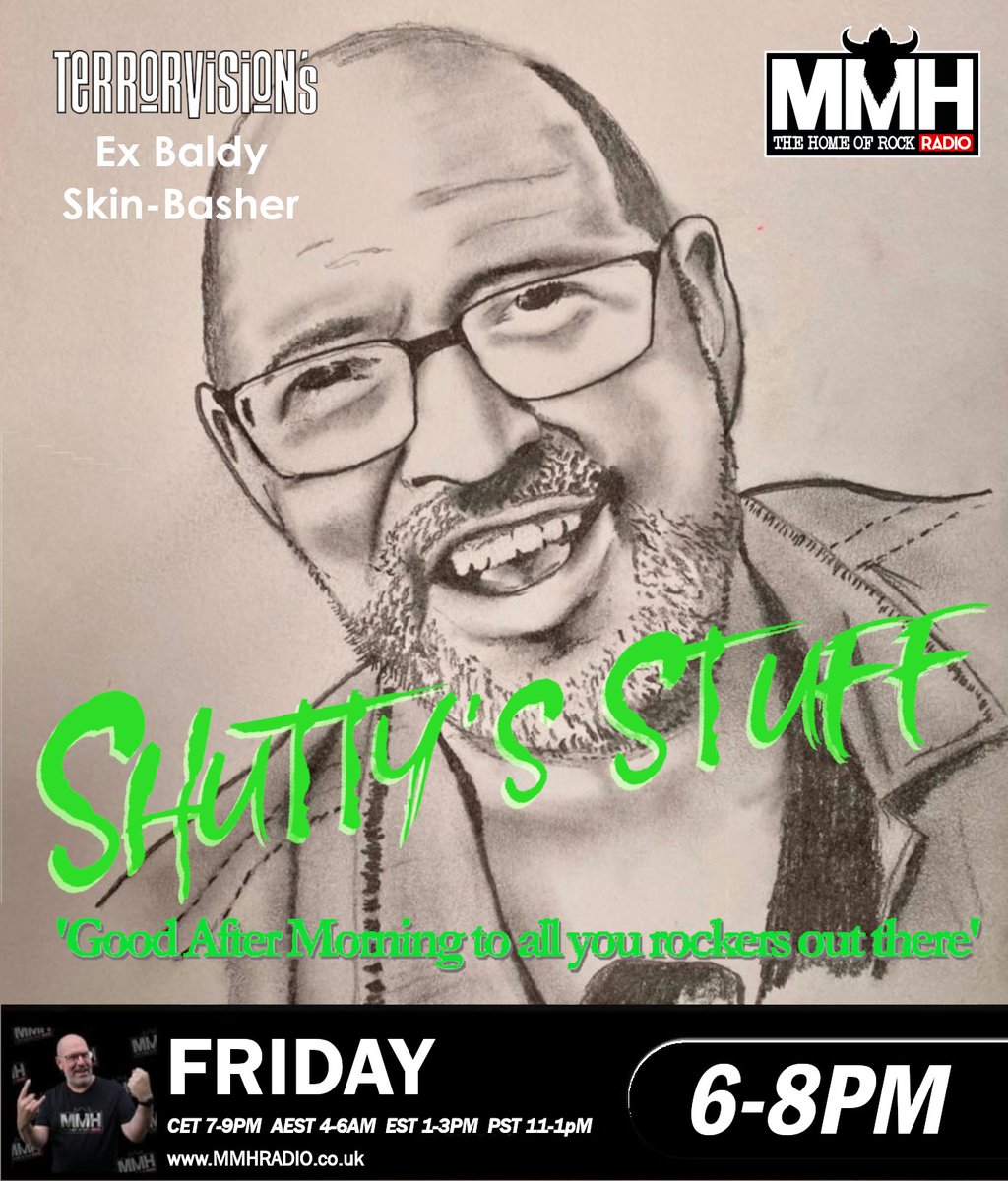 Shutty's Stuff is tomorrow!  Fridays 6-8pm on @MMH_Radio 
Last week's show: mmhradio.podbean.com/e/shutty-s-stu…

Email: ShuttyStuff@mmhradio.co.uk

@alterbridge 
@Skindredmusic 
@TheBlackout 
@Pendulum  
@acdc
@volbeat

#ShuttysStuff #Terrorvision #mmhradio