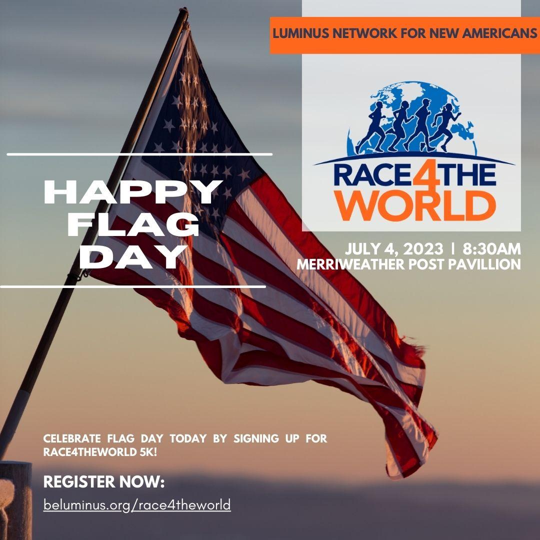 Race4Theworld's tweet photo. Happy National Flag Day! Today, we celebrate the incredible diversity and contributions of immigrants who have made America the vibrant nation it is. Our flag represents unity, acceptance, and opportunity for all. Together, we can build a stronger, more inclusive future. https://t.co/RXg1rhMshi
