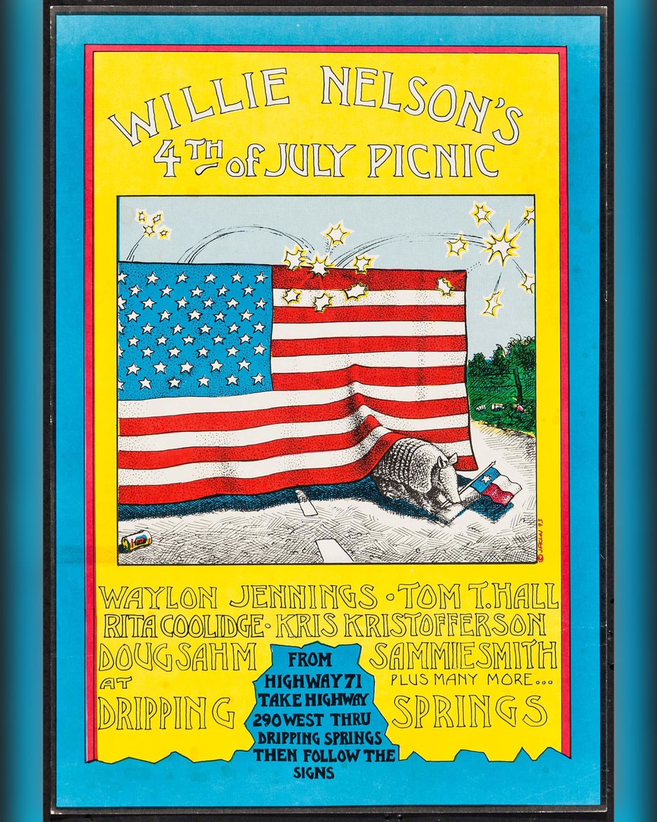 WillieNelson's tweet image. A look back at a few of the notable 4th of July Picnic posters throughout the years! Less than a month out from Willie's Annual 4th of July Picnic... Get your tickets at willienelson.com 🇺🇸