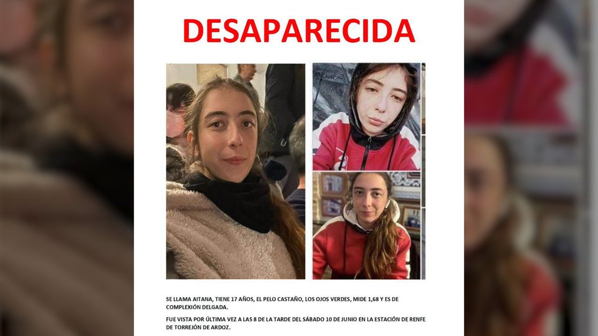 Se busca a Aitana, una menor de 17 años desaparecida en Torrejón de Ardoz. Fue vista por última vez a las ocho de la tarde del sábado 10 de junio en la estación de Renfe del municipio. telemd.es/llrhc2