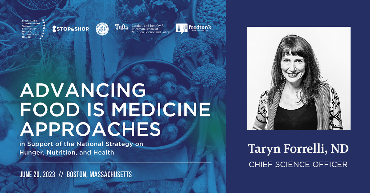 Traditional Medicinals Chief Science Officer Taryn Forrelli will be speaking at @FoodTank's Cultivating Food as Medicine Summit at Tufts University 6/20 in support of the national strategy on hunger, nutrition &amp; health: lnkd.in/eMMeYZwD

#foodismedicine #plantmedicine