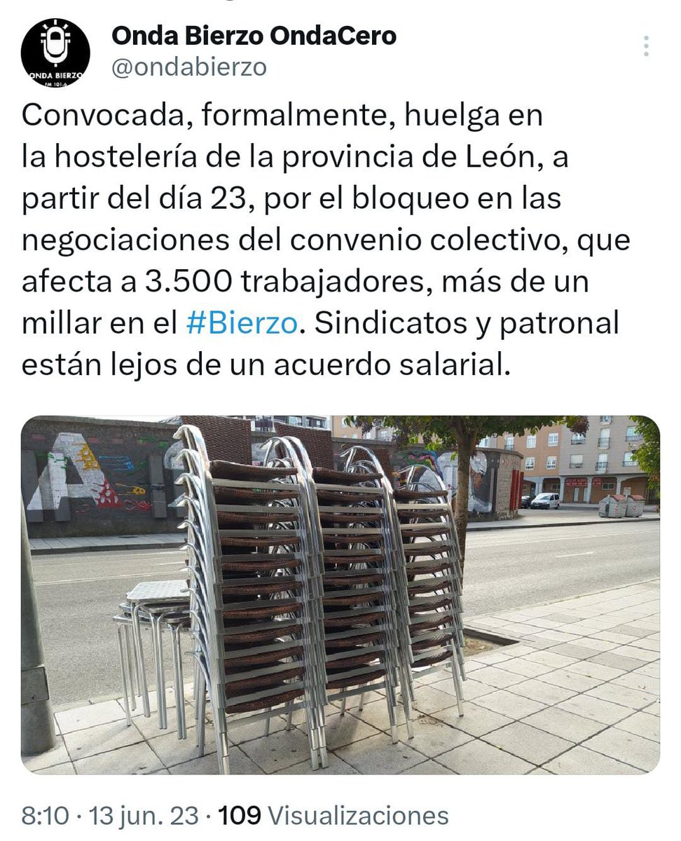 ✊ Convocada huelga de Hostelería en toda la provincia 🍷

⚫️Uno de los sectores más precarios y con más derechos por conquistar 

 ❌ Sin salarios decentes no trabajamos

#bierzo #leonesp