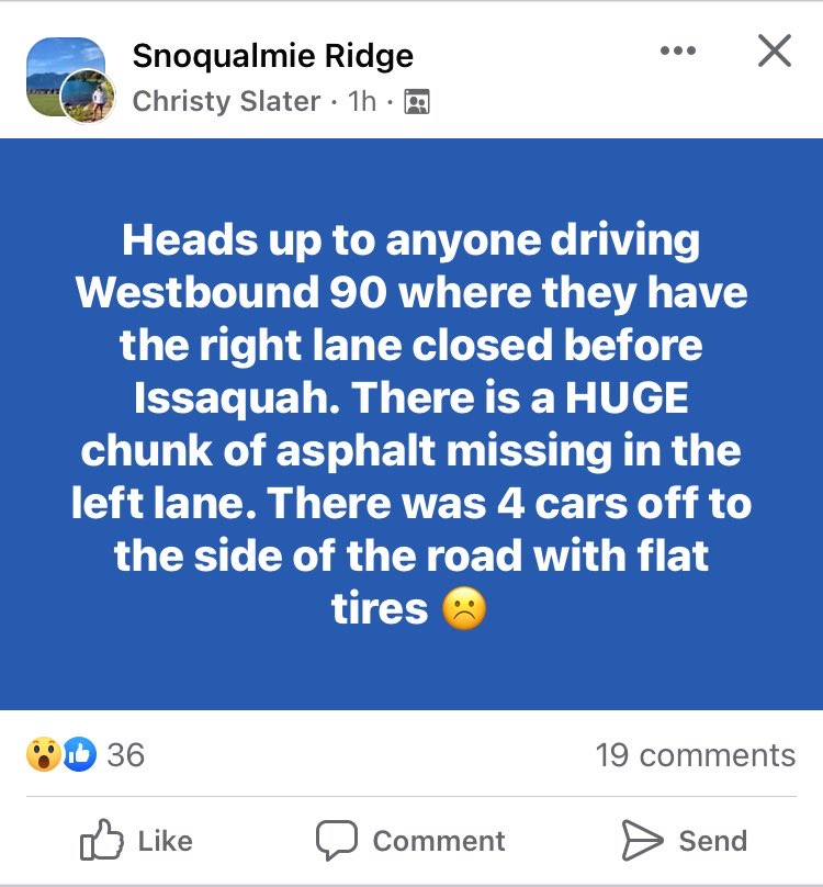 Anand Malpani PhD (@malpani_anand) on Twitter photo <a href="/wsdot/">Washington State DOT</a> can we please fix this soon before there are more cars getting damaged? Thanks. <a href="/wsdot/">Washington State DOT</a> can we please fix this soon before there are more cars getting damaged? Thanks.