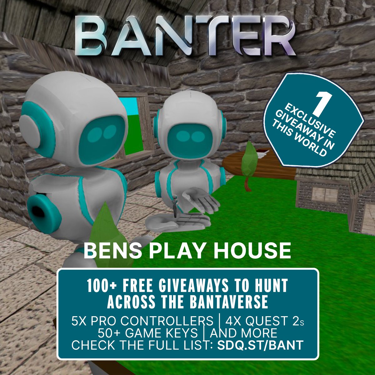 Step into the whimsical world of Ben's Toy House in Banter to unlock the free giveaway! ✨ 

Become a miniature and let the fun begin! It's time to hunt down the [CLICK ME]'s scattered across the Bantaverse! Good luck 🍀 

#BanterVR #VR #FreeGiveaways