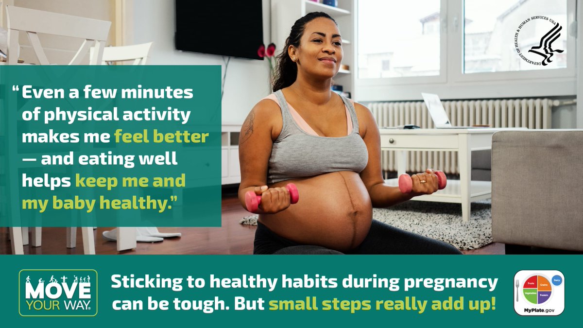 girlshealth's tweet photo. Expecting parents: Small steps really do add up! 👣 Learn how Nikia found ways to #GetActive during pregnancy — and how she’s making healthy food choices for herself and her baby: https://t.co/pgaNaCkUm2 #MoveYourWay #StartSimpleWithMyPlate https://t.co/MEJvAMPdiK
