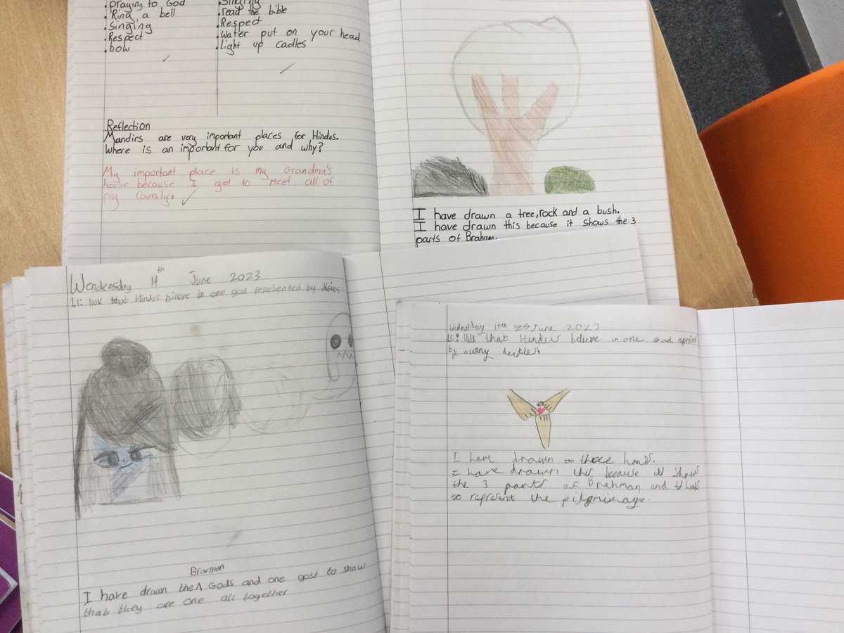 SaYear3's tweet photo. Today we continued our work on Hinduism. We learnt about how Brahman has 3 different parts and is symbolised by the Aum sign. We designed our own symbols to present Brahman, making sure our symbol had three parts. https://t.co/5dfgWjAXjs