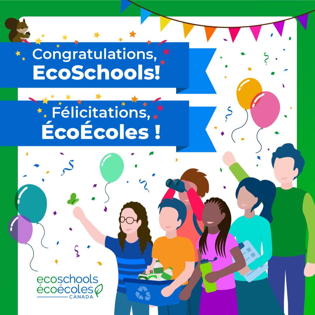 🎉 Congratulations 2022-23 EcoSchools! 

From our EcoTeam to yours, congratulations on your certification efforts this year. We are so inspired by your commitment to environmental learning and action this year! 🍃 Join our virtual celebration on June 22 at 12:00pm ET via Zoom!