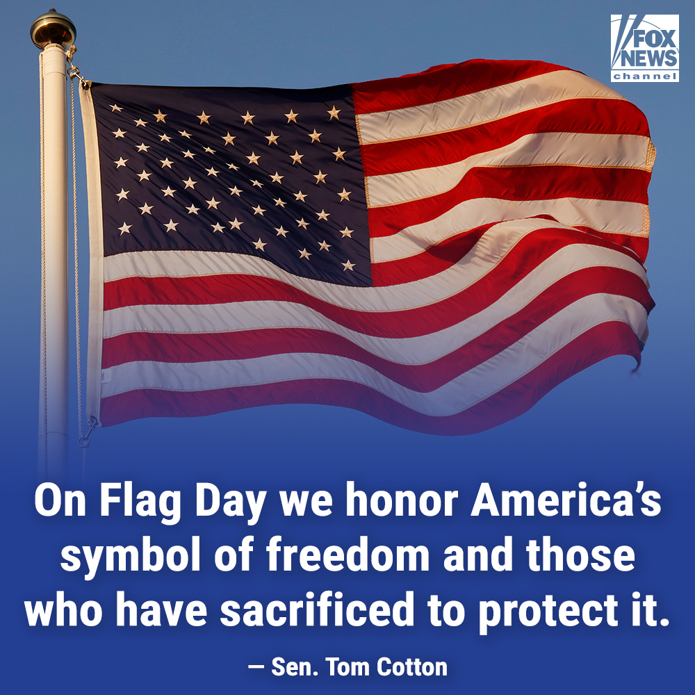FoxNews's tweet photo. OLD GLORY: @SenTomCotton salutes the Stars and Stripes on Flag Day. https://t.co/2hrNBHMlX4