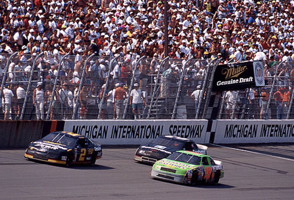 Rusty Wallace, Dale Jarrett and Dale Earnhardt. Michigan. 1994.