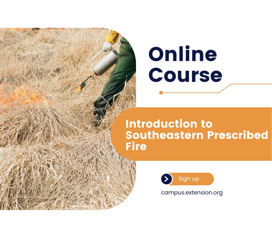 SE_RxFire's tweet photo. Want to feel more confident in #RxFire? Check out the self-paced 'Introduction to Southeastern Prescribed Fire' course designed to introduce students to the basics of #RxBurning in Southeastern forested ecosystems. Sign up now!
https://t.co/7EZc8ASE1U https://t.co/v7D1JQtv8i