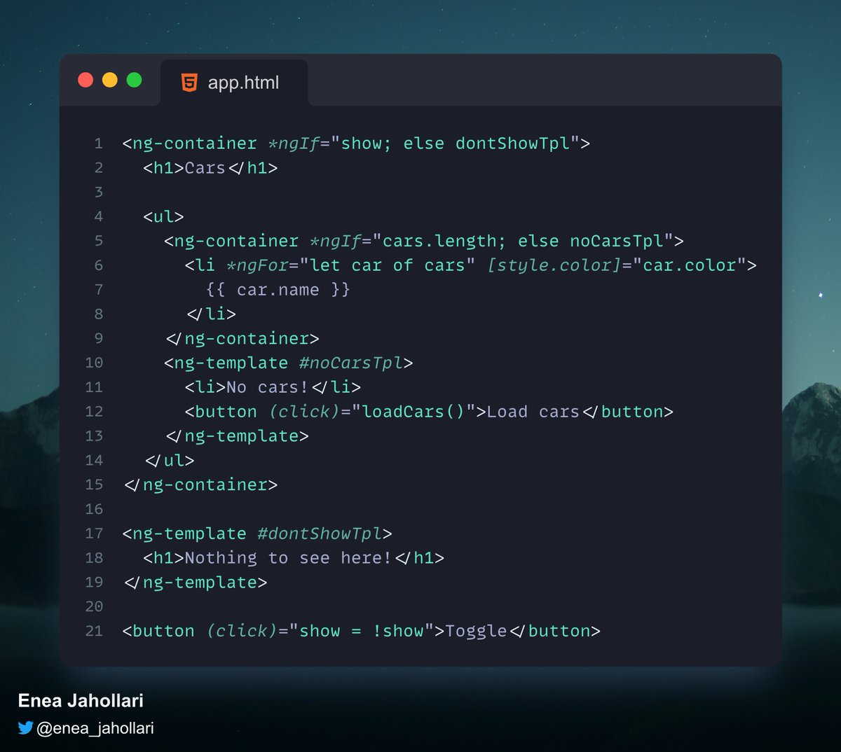 Enea_Jahollari's tweet image. Built-In Control Flow RFC allows us to easily manage the flow of our templates with easy to use new syntax 🎉

It gets inspiration from @sveltejs 🍓

Here&apos;s a before and after how it looks like 👇

#angular #svelte