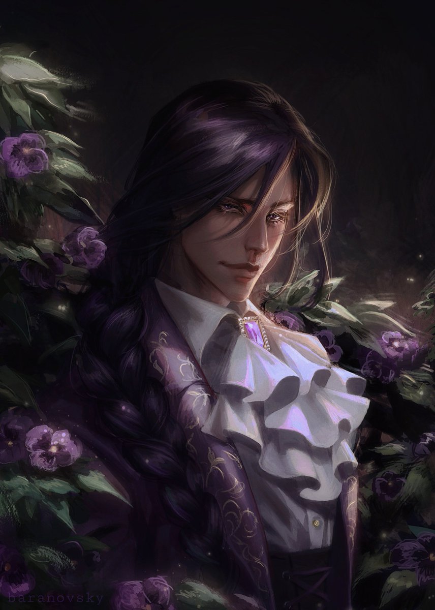 GlassSqueezer's tweet photo. Commissioned bust 
And my second artwork with violets 💜✨

#commission #fantasyart https://t.co/1Rcf57BXfK