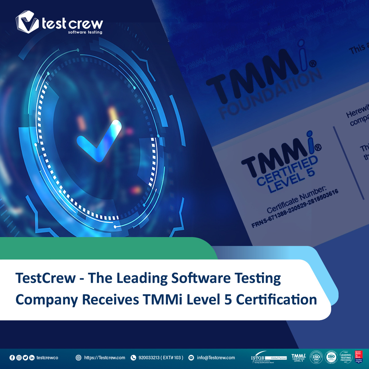 TestCrewCo's tweet photo. Building upon a series of global achievements,Β #TestCrew announced; as a global software testing provider, that it has become the first company in MENA t to receive the Level 5 certification from the #TMMi Foundation.
READ More: https://t.co/O7KQIPcS00
#softwaretesting #saudi https://t.co/WNBWHdaIIC