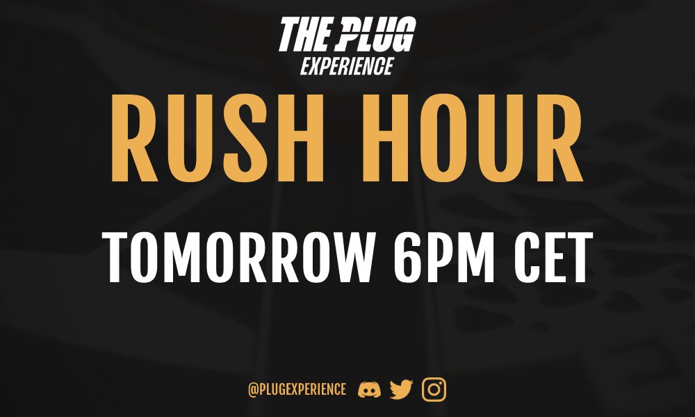 PlugExperience's tweet image. Make sure to set your reminders, everyone. ⌛️

Tomorrow at 6pm CET we will start our first contest. 
We will host Rush Hour in our Discord. 

Become part of our community and secure a special prize. 🏆✨

#Contest #PlugExperience