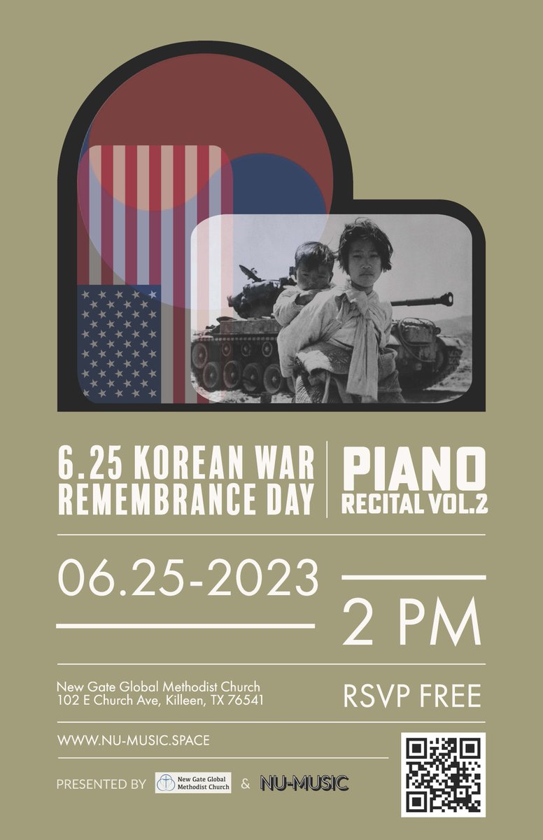 TexasSVA's tweet photo. Join UT Alumnus Hyun-Woo (Jade) Jung (Doctor of Musical Arts) at his Korean War Remembrance Day musical performances in Austin (June 18) and Killeen (June 25).  You can find out more information about the performances at https://t.co/KyxuwK2g9v https://t.co/u6ntUUiwvO