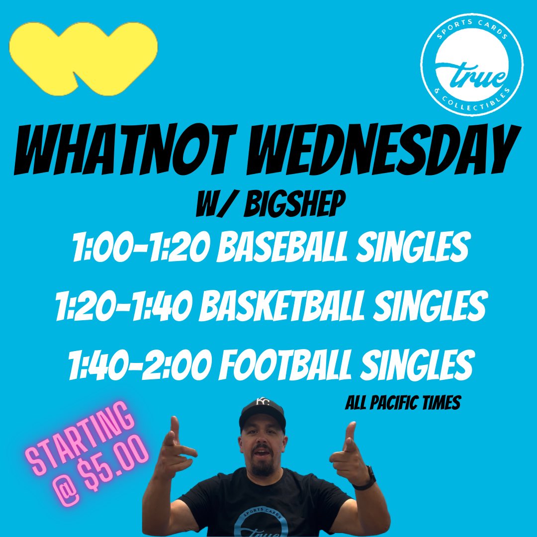 Come hang out with <a href="/BigShepsCards/">BigShep</a> on <a href="/Whatnot/">Whatnot</a> today at 1pm PST!