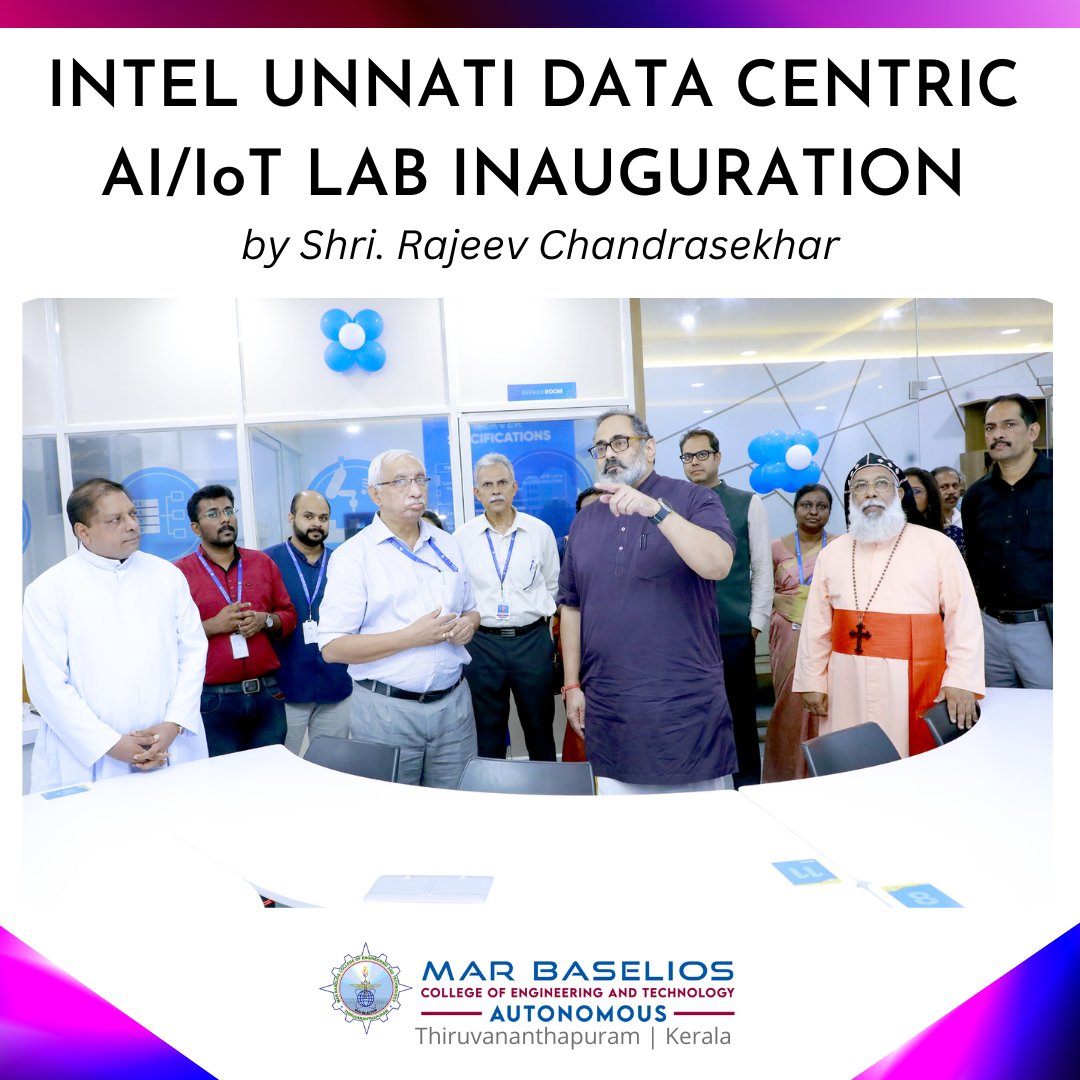 officialmbcet's tweet photo. Shri. Rajeev Chandrasekhar, Hon'ble Minister of State for Electronics and Information Technology &amp; Minister of State for Skill Development and Entrepreneurship inaugurated the Intel Unnati AI IoT Lab

@Rajeev_GoI @EduMinOfIndia @mhrd_innovation @GoI_MeitY @MIB_India https://t.co/1HtIHItDGn
