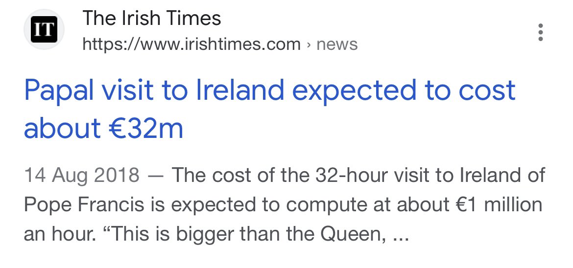 SbMorer's tweet photo. @Decoreilly100 @irishexaminer Do we really need events celebrating people’s religion?  If we do them then they need to be privately funded not through tax payers money. https://t.co/Red4It6iCE