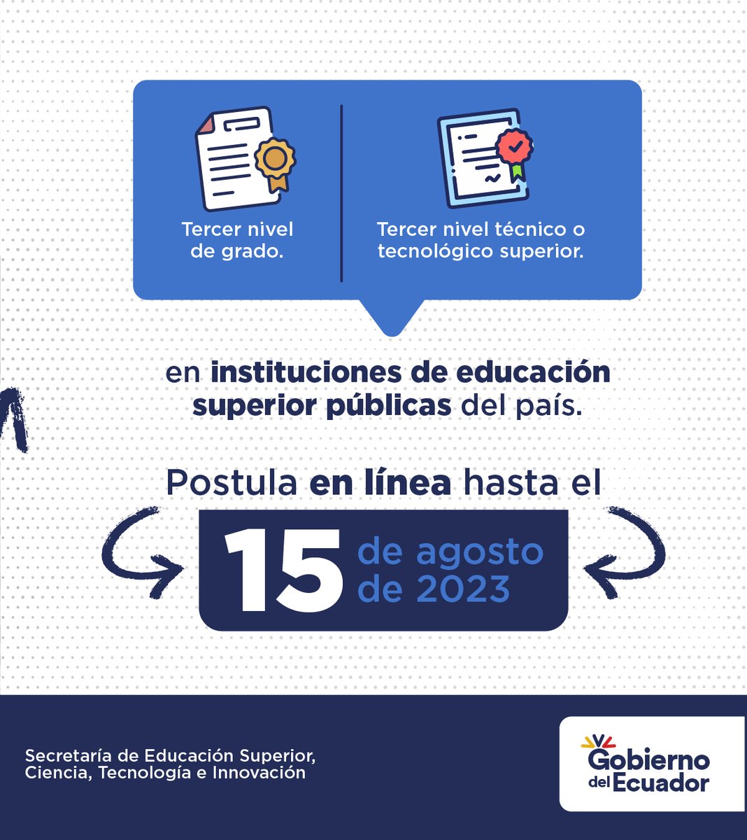 ¡Conviértete en profesional!

Garantizamos igualdad de oportunidades para continuar y culminar estudios superiores, especialmente para grupos sociales vulnerables y de atención prioritaria. 🎓🙌

Conoce el Programa de #AyudasEconómicas en 👉 siau.senescyt.gob.ec/convocatorias