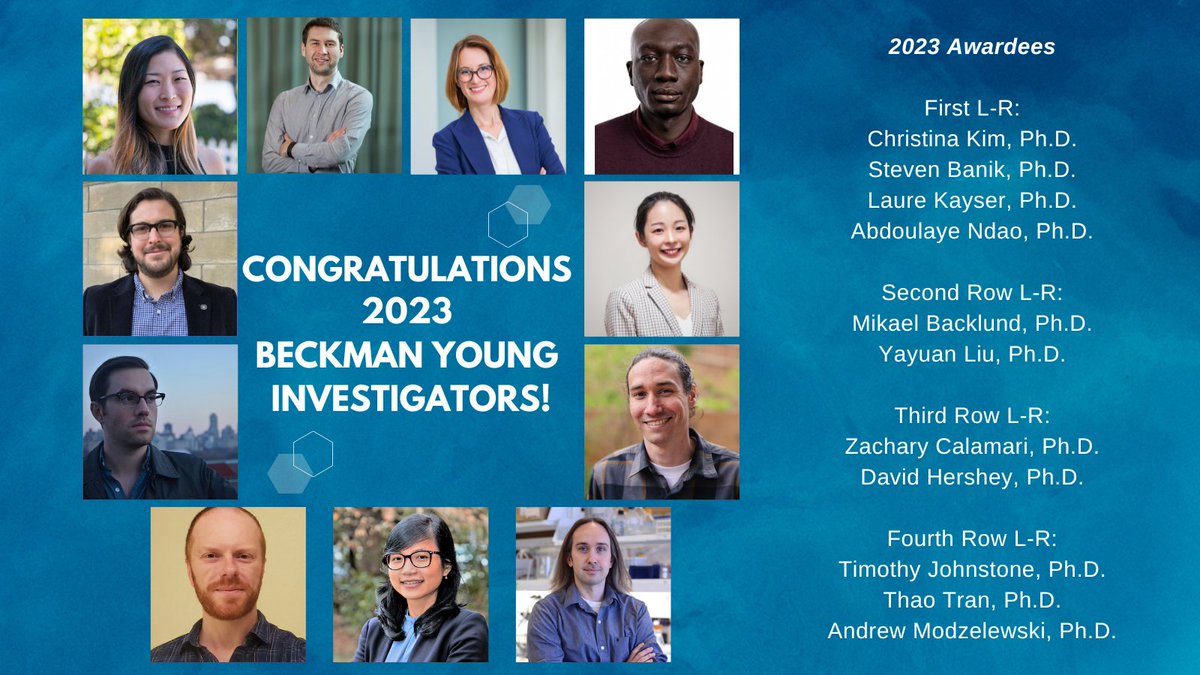 Congratulations to our 2023 Beckman Young Investigator #BYI Awardees! Eleven Researchers Selected to Receive $6.6M in Total Science Funding for Cutting-edge Research 
READ: beckman-foundation.org/latest-news/20…