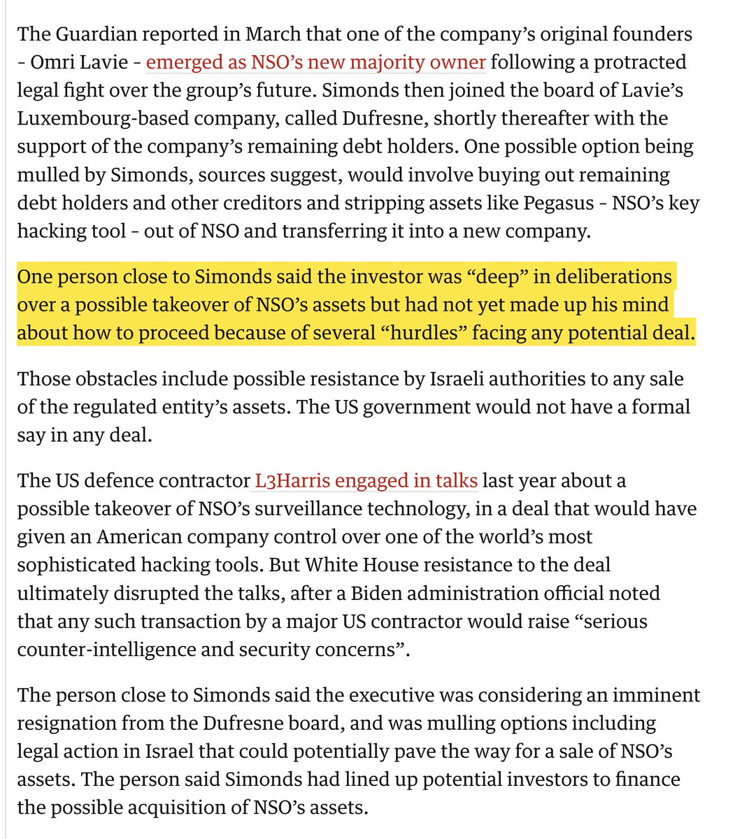 NEW: Happy Gilmore's  producer & a chewing gum heir plot to take over the maker of #Pegasus spyware.

Just an absolutely bizarre cast of characters swirling around notorious spyware company NSO Group.

@skirchy 
theguardian.com/us-news/2023/j…