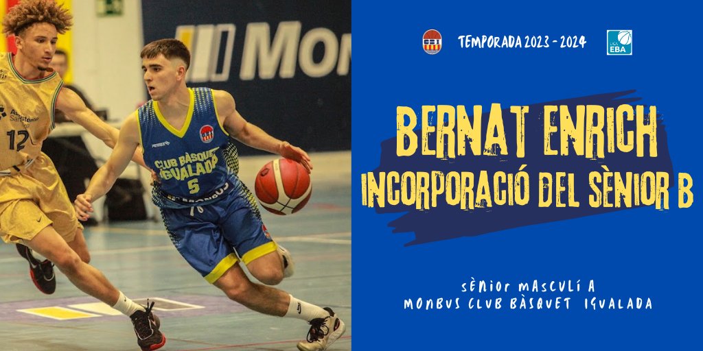 CBIgualada's tweet photo. 💥Novetats - Temporada 23/24
🏀Sènior Masculí A
BERNAT ENRICH -  INCORPORACIÓ DEL SÈNIOR B‼️

👉En Bernat Enrich s'incorpora al Monbus Club Bàsquet Igualada, procedent del Sènior Masculí B. 
 
@monbusinfo

#femcbi #fembasquet #femciutat #femigualada https://t.co/uVBWu1MLSl