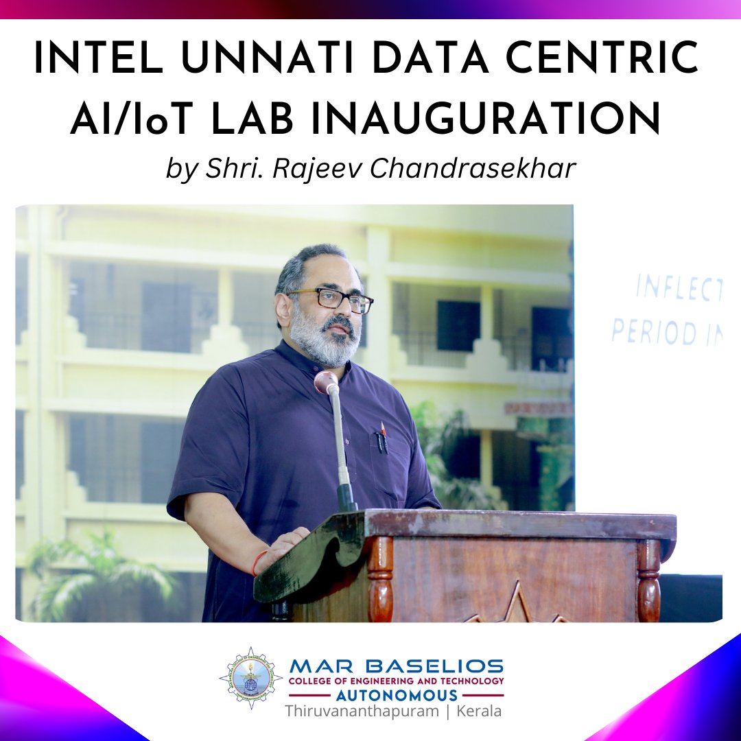 officialmbcet's tweet photo. Shri. Rajeev Chandrasekhar, Hon'ble Minister of State for Electronics and Information Technology &amp; Minister of State for Skill Development and Entrepreneurship inaugurated the Intel Unnati AI IoT Lab
@Rajeev_GoI @mhrd_innovation @EduMinOfIndia @GoI_MeitY @AICTE_INDIA https://t.co/29RYoVp39j