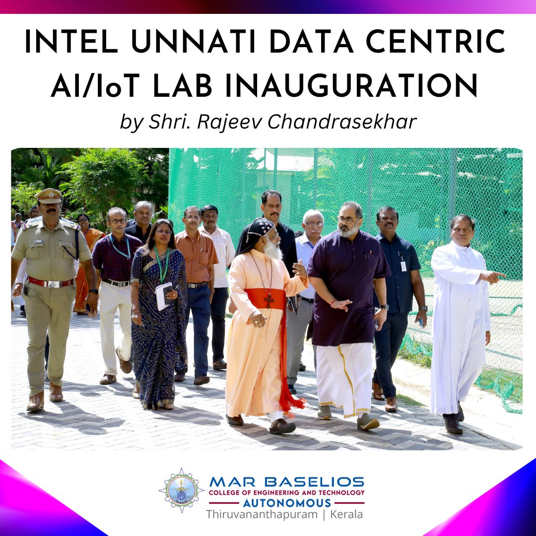 officialmbcet's tweet photo. Shri. Rajeev Chandrasekhar, Hon'ble Minister of State for Electronics and Information Technology &amp; Minister of State for Skill Development and Entrepreneurship inaugurated the Intel Unnati AI IoT Lab
@Rajeev_GoI @mhrd_innovation @EduMinOfIndia @GoI_MeitY @AICTE_INDIA https://t.co/29RYoVp39j