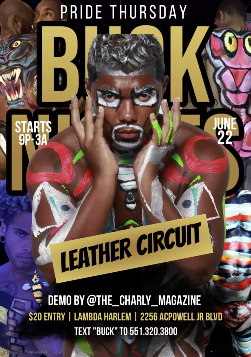 LaidBackXXXTop's tweet photo. BUCKNIGHTS Leather Circuit
Pride Thursday | June 22nd
9PM-3PM | $20 Entry
Lambda Lounge Harlem
2256 ACPowell Jr Blvd NYC
FEATURES:
β’ DARK π ROOM FUCKIN
β’ S&M Demos
β’ Circuit Music
β’ GoGo Dancers
#BKPride #BuckNights #BlackLeatherMen #Harlem #NYC https://t.co/EMmdkAfQQM