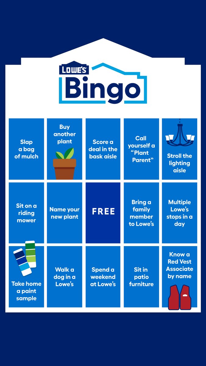 Lowes's tweet photo. Let's see your Lowe's BINGO card in the comments! 🙌 https://t.co/ai6FJVZtu9