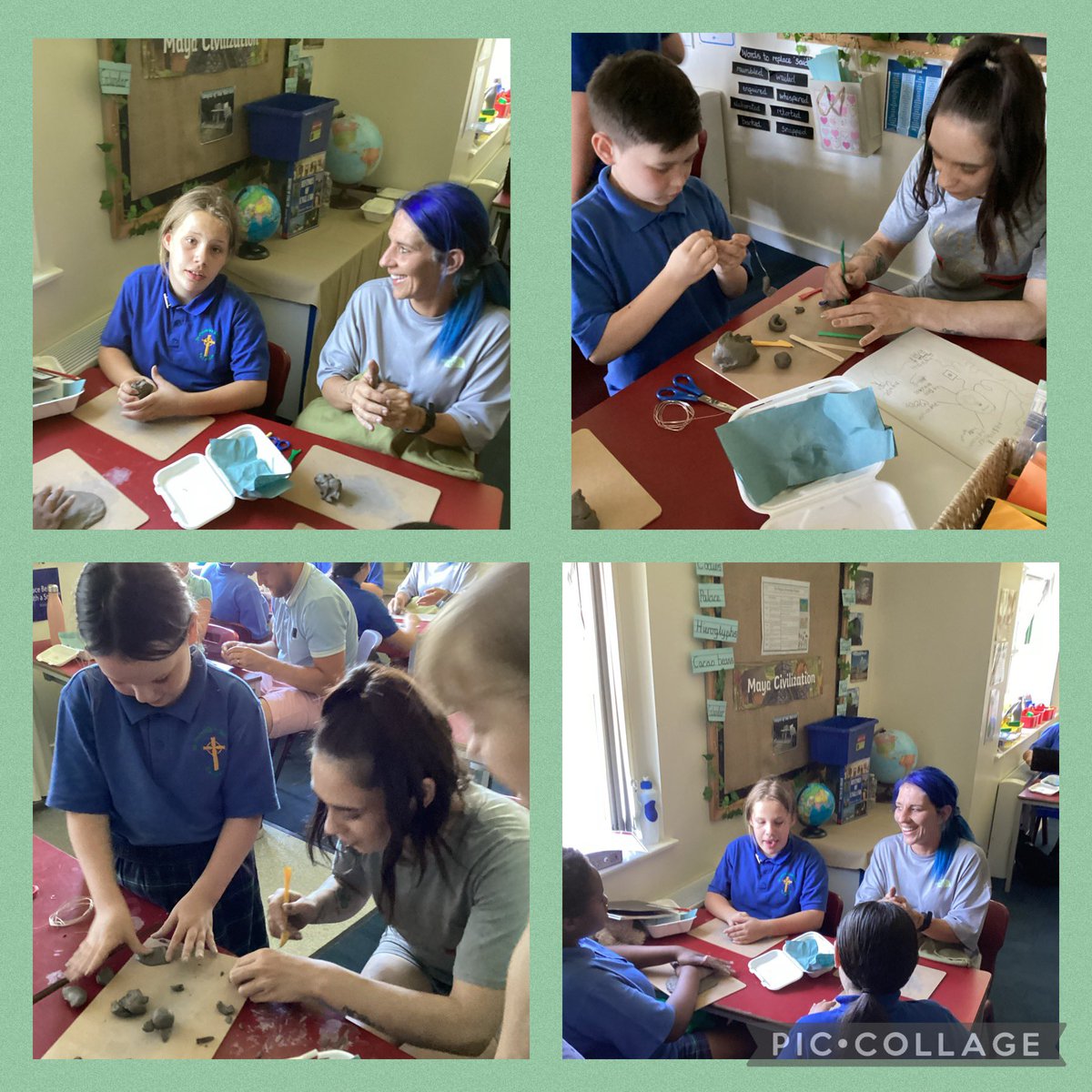 MissIannaccone's tweet photo. Once again a fabulous parent’s afternoon, the children love having their parents in class! Today’s extravaganza was making sculptures, after analysing how we can use art to explore the concept of self - we made some master pieces.@stpatsrochdale @STOC_CAT https://t.co/nC31yBVF6v