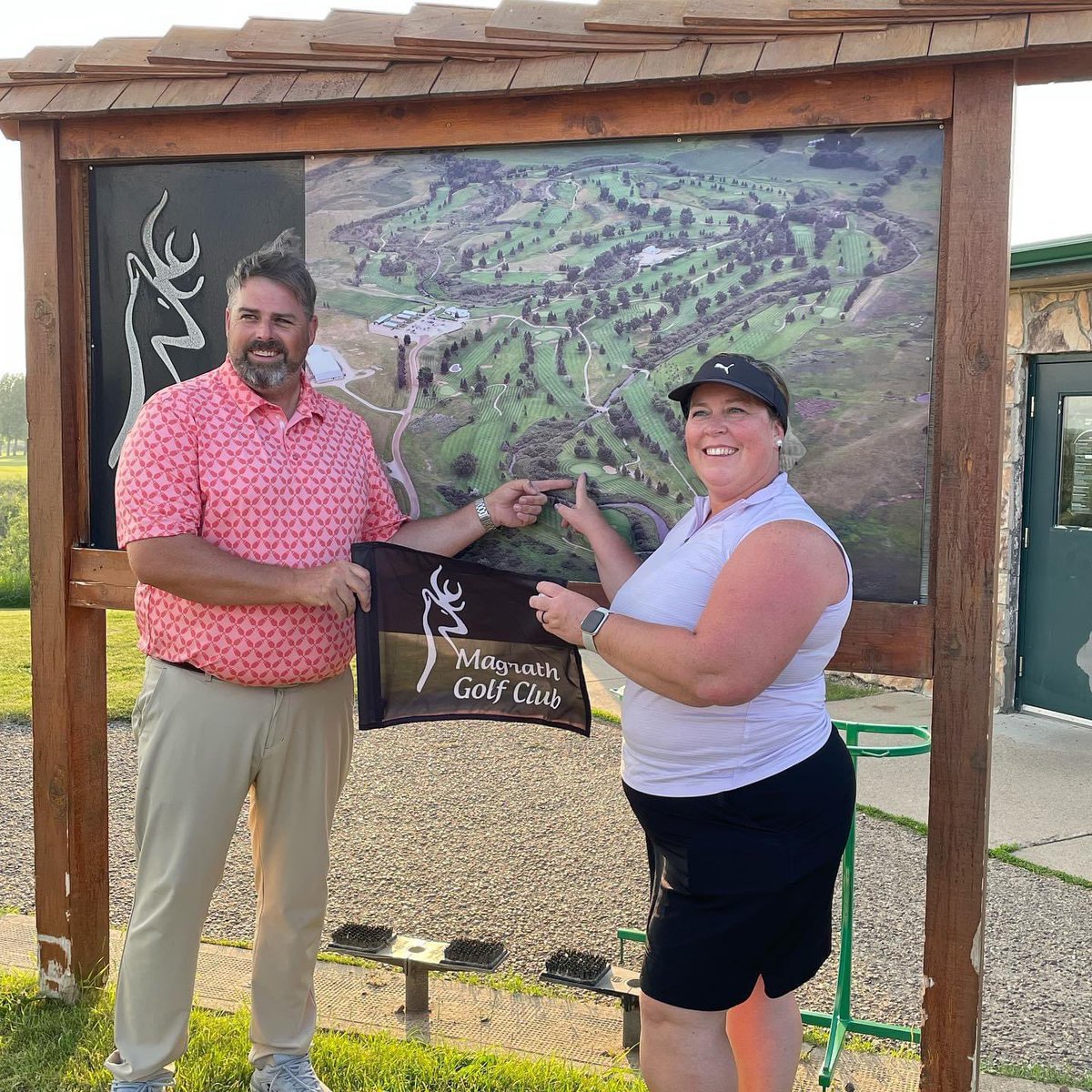 magrathgolf's tweet photo. A C E  A L E R T !! 🚨

Julie swung for her first hole-in-one last night on hole #17 during ladies league! Congrats Julie! ⛳️🥳

#golf #golfalberta #worththedrive  #golflife #southernalberta #albertagolf #golfab #golfer #explorealberta #golflifestyle #holeinone https://t.co/M5EkNguFpq