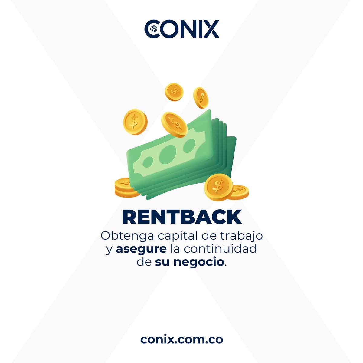 ConixSA's tweet photo. Conix adquiere los activos que hayan adquirido en el último o dos últimos años. Ésta operación se realiza sobre el mismo valor al registrado en sus libros contables, lo que no genera ni ganancia ni pérdida ocasional.  #conix #conixseencarga #rentback #negocio #operación #activos https://t.co/hp2FYvv838