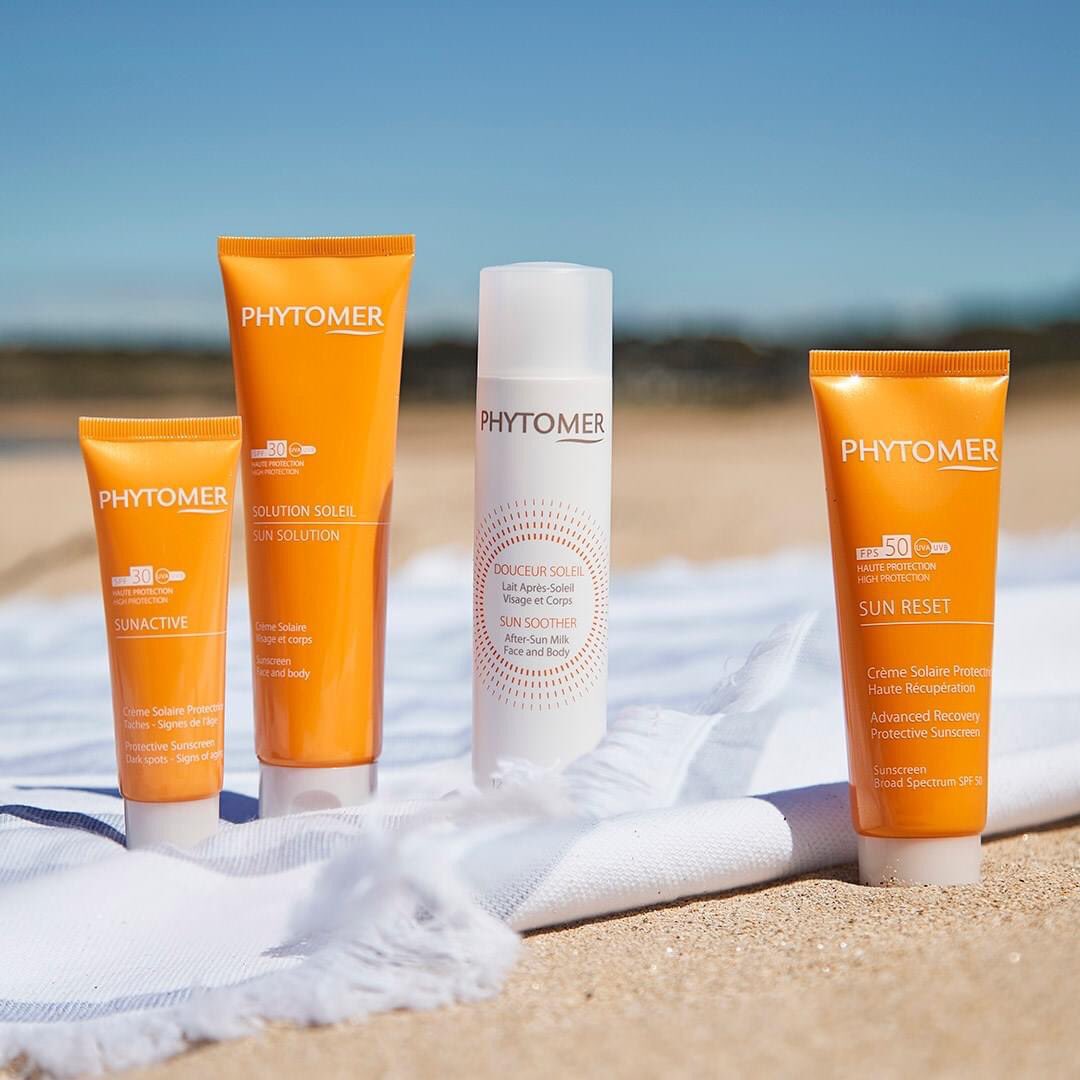 Soak up the sun with PHYTOMER Suncare.  Pioneering marine biotechnology has resulted in a #spa quality range that exceeds performance, expectations and protects the skin as you tan 🌞