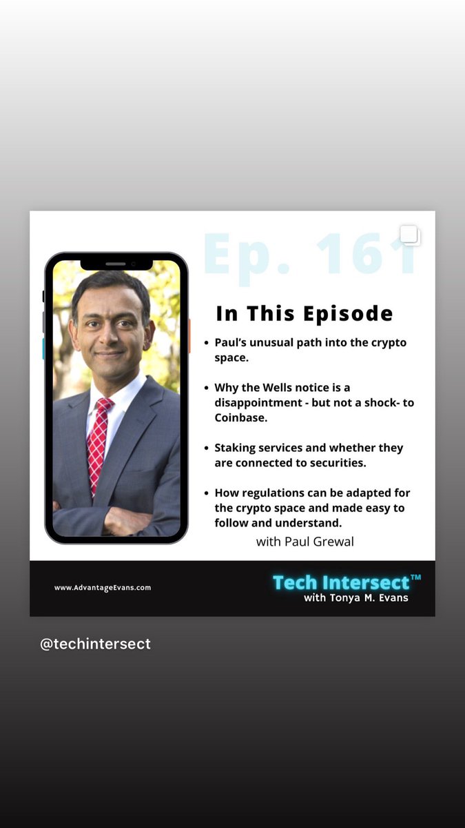 IPProfEvans's tweet photo. Recently, @coinbase CLO @iampaulgrewal and I spoke about the crypto regulatory environment, the SEC, and the legal road ahead for multi-national exchanges in the US and abroad.

Tune into @AtTechIntersect now! 

https://t.co/FF7fScxvFq

#techintersect #cryptolaw #cryptoregs #digitalmoneydemystified
