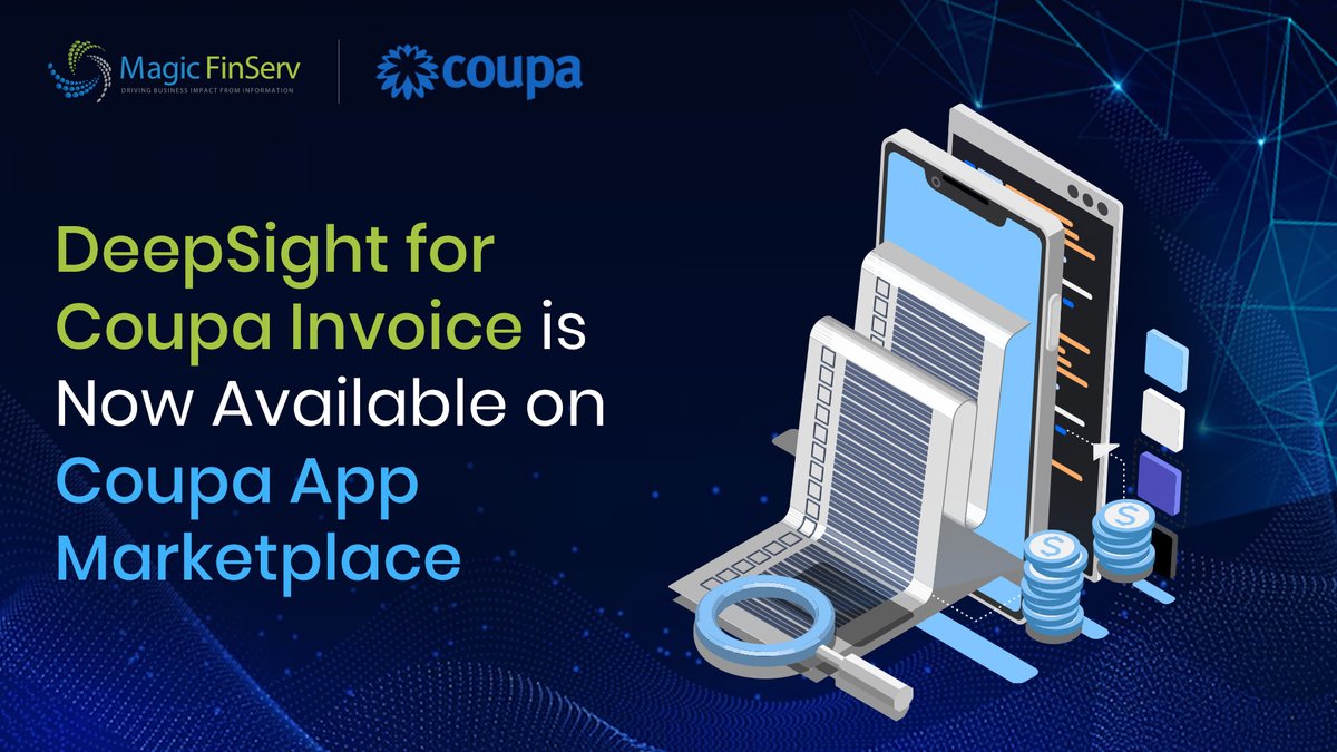 Exciting news! Magic FinServ's #DeepSight for #Coupa Invoice is now available on @Coupa App Marketplace.
This groundbreaking solution combines #AI, #RPA, and #analytics to transform invoice processing.
Read the press release here: prn.to/3Nw4ptm
#InvoiceAutomation