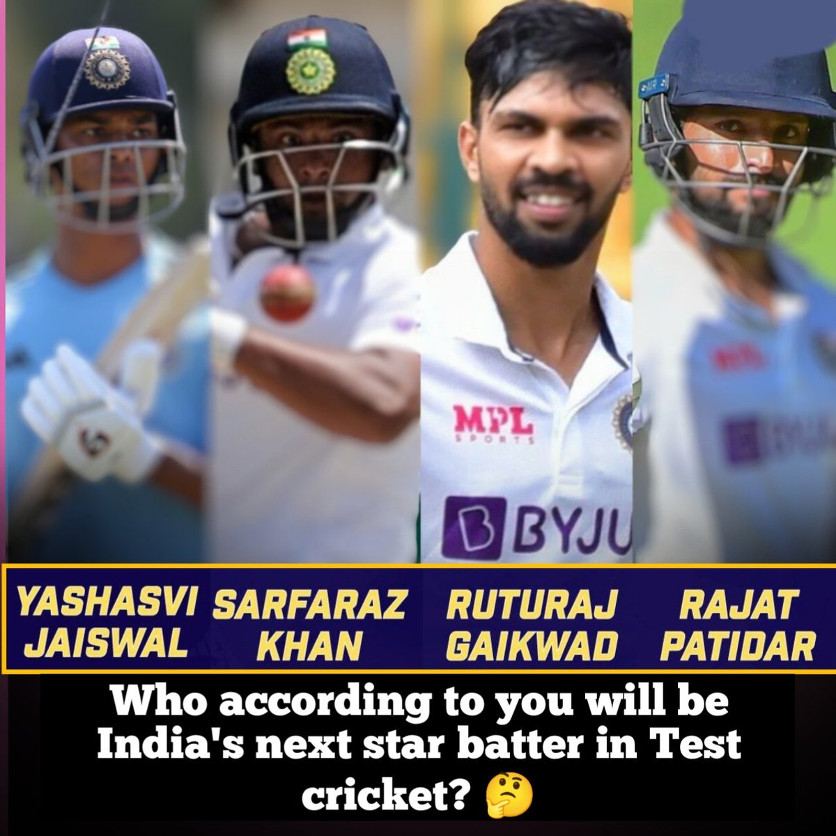 Crick_Desi's tweet photo. India fans, Who according to you will be India's next star batter in Test cricket? 🤔 (Give Your Opinion)

#WTCFinal #INDvsWI #CricketTwitter #TestCricket https://t.co/w3ttEiroGA