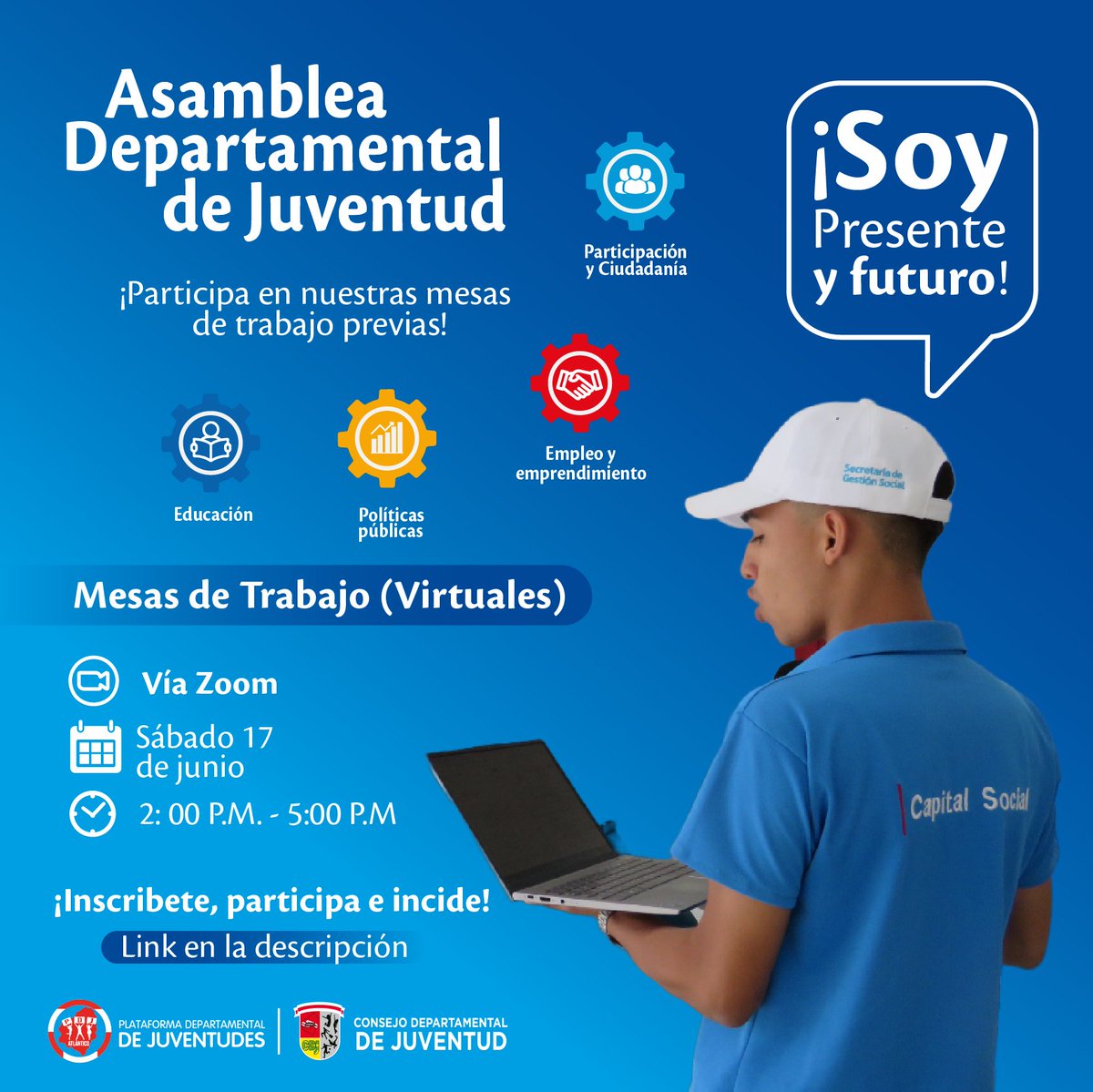 ¡¡Hey joven del Atlántico!! 📷 

Pensando en ti, hemos habilitado un sesión de mesas de trabajo virtuales, ¡¡Inscríbete en el link adjunto en la descripción y participa!! 📷

 us02web.zoom.us/meeting/regist…
 
#SubParticipaciónJuvenilAtlántico
