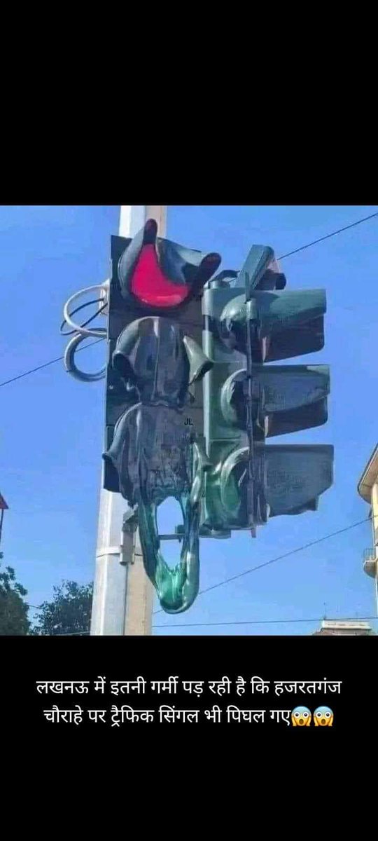 Traffic light cover in Hazratganj lucknow melted away due to unprecedented prevailing heat wave in city.#BREAKING
