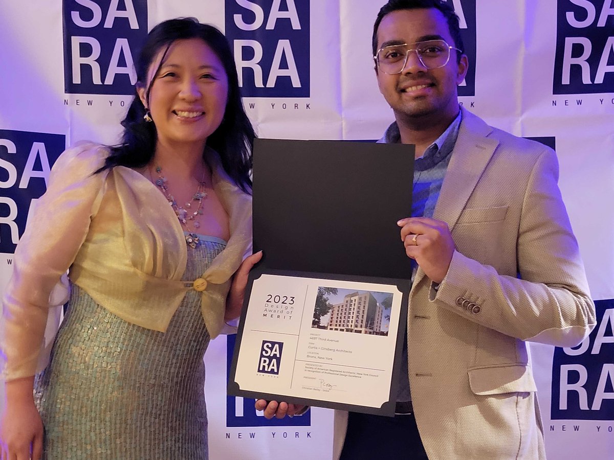 Curtis + Ginsberg Architects (C+GA) (@cplusga) on Twitter photo Congratulations to the entire 4697 Third Avenue team on winning a <a href="/SARANYCouncil/">SARA | NY Council</a> Design Award of Merit. C+GA team member and SARA NY Council Director Shreejit Modak had the honor of presenting the merit award to Director of Sustainability Crystal Ng. cplusga.com/works/4697-thi… Congratulations to the entire 4697 Third Avenue team on winning a <a href="/SARANYCouncil/">SARA | NY Council</a> Design Award of Merit. C+GA team member and SARA NY Council Director Shreejit Modak had the honor of presenting the merit award to Director of Sustainability Crystal Ng. cplusga.com/works/4697-thi…