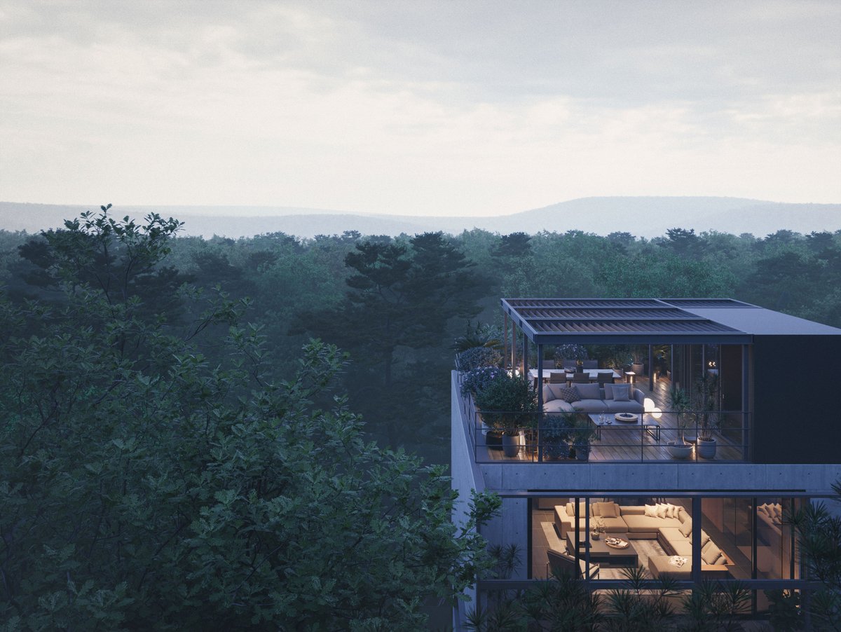 CoronaRenderer's tweet photo. CG Artist Branosh Aminian took inspiration from the shapes and materials used in 'The Esprit House' he saw on ArchDaily to build his own 'House in the Forest' project. See more: https://t.co/PfV7YBBliK https://t.co/TZ1mElVaqe